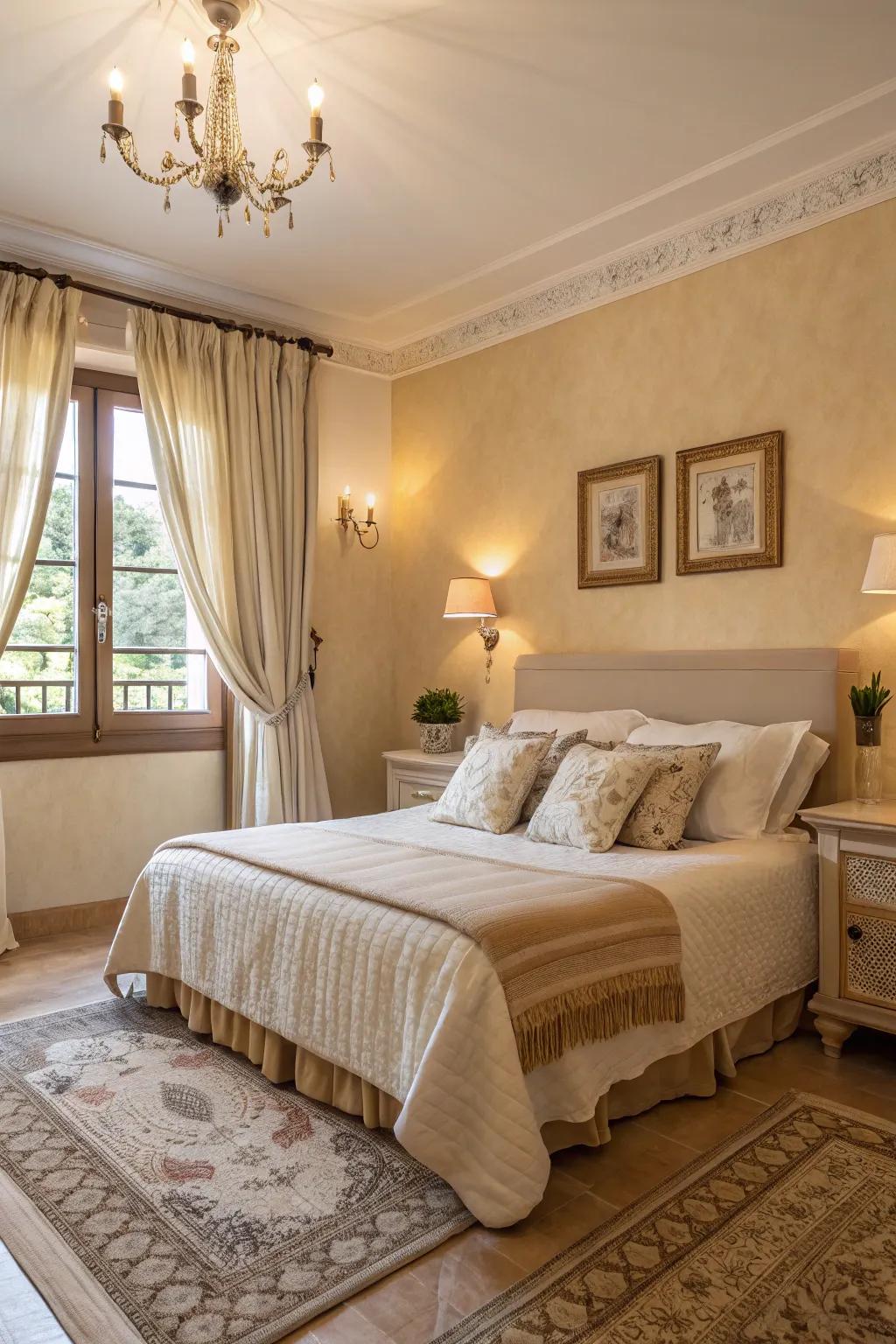 Soothing, neutral colors create a calming atmosphere.