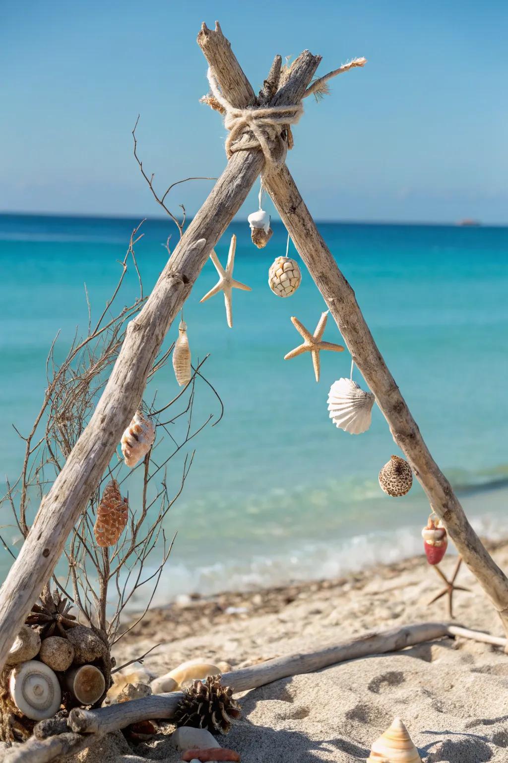 A beachy triangle arch that captures the essence of seaside events.