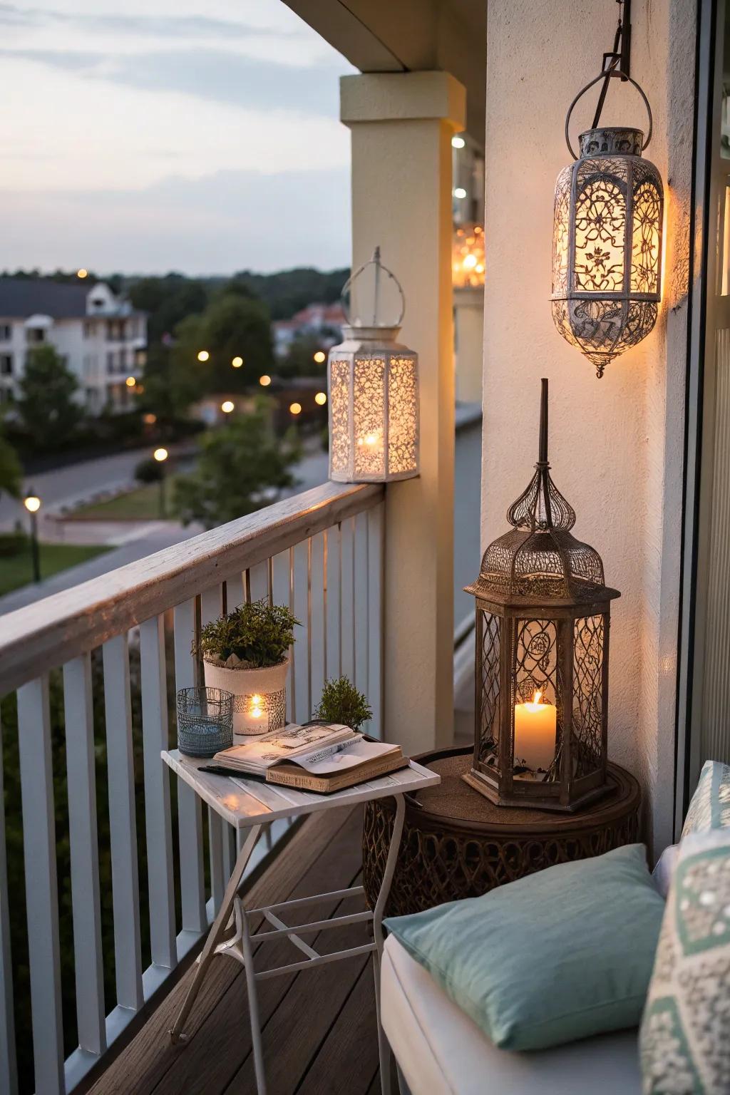 Adorn with sconces and petite tables for an inviting atmosphere.