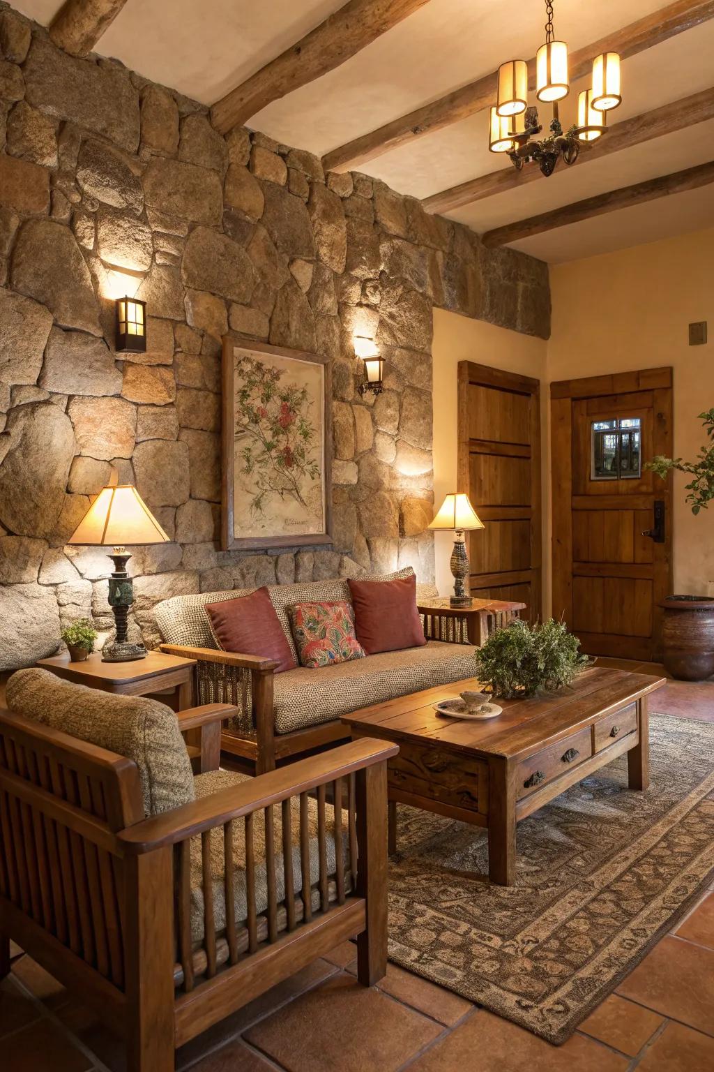 Warm lighting showcases earth tones beautifully.