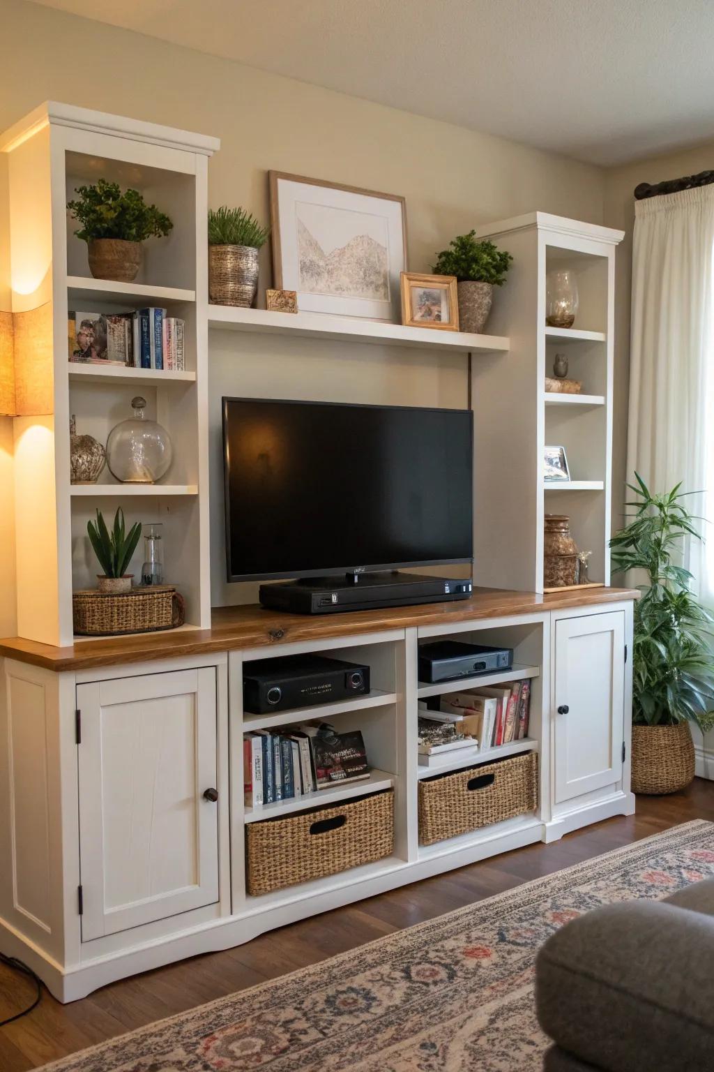 The perfect balance of open and closed storage for a tidy TV area.