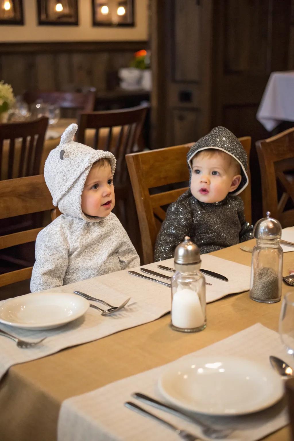 Prepared flawlessly: twins as 'White Crystals' and 'Black Dust'.