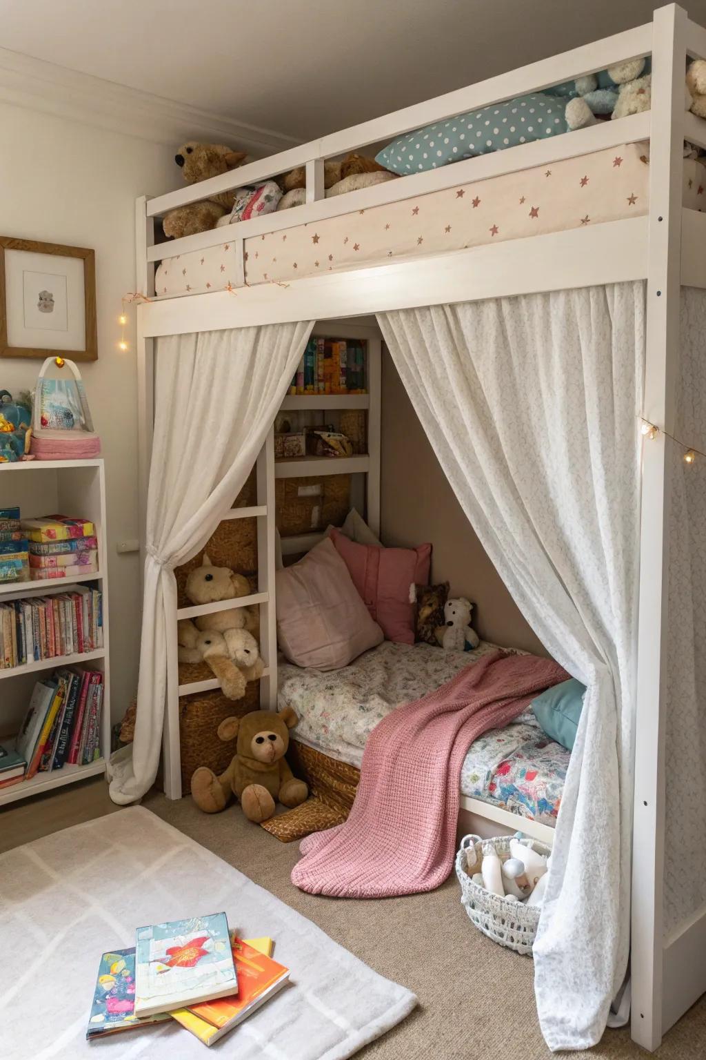 A secret hideaway under the bunk bed.