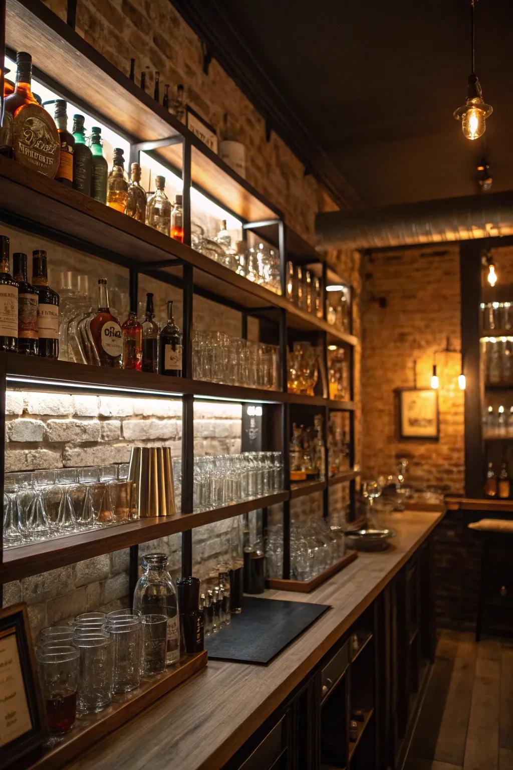 Open shelving offers both design and functionality.