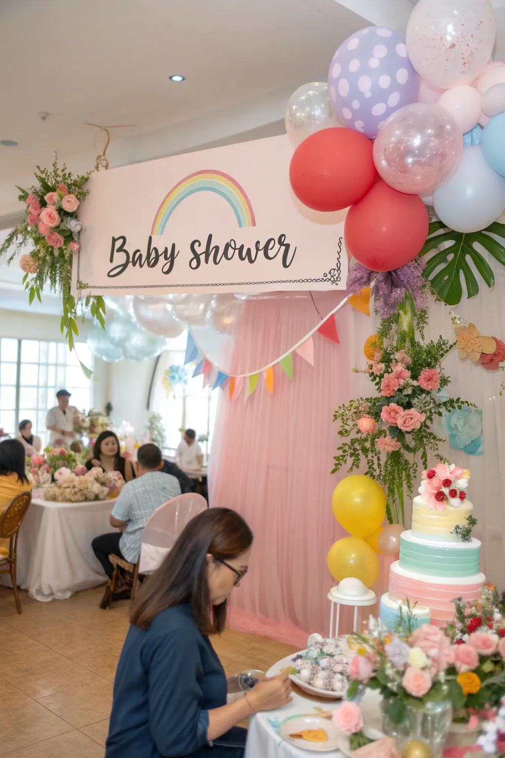 Customized signs that contribute a unique element to the baby shower decor.