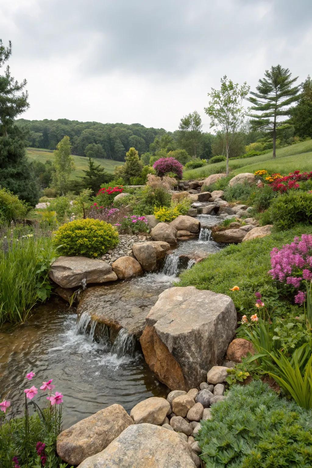 Inherent rock structures fashion a serene garden getaway.