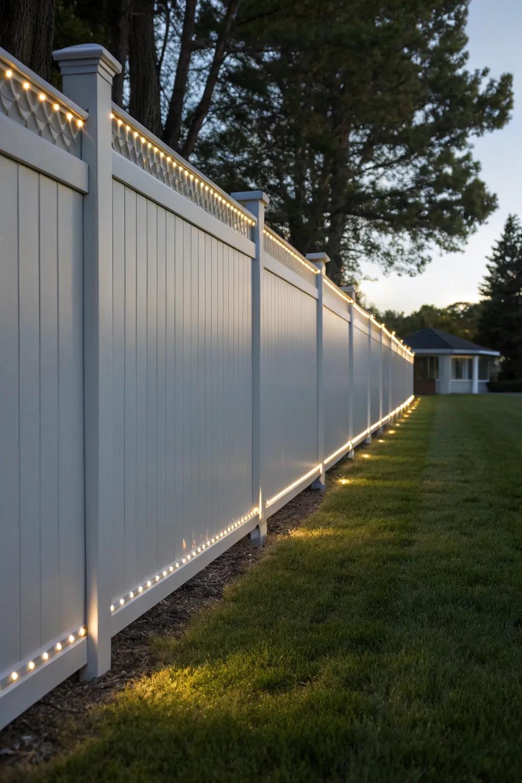 LED tape lights provide a modern appeal to your fence.