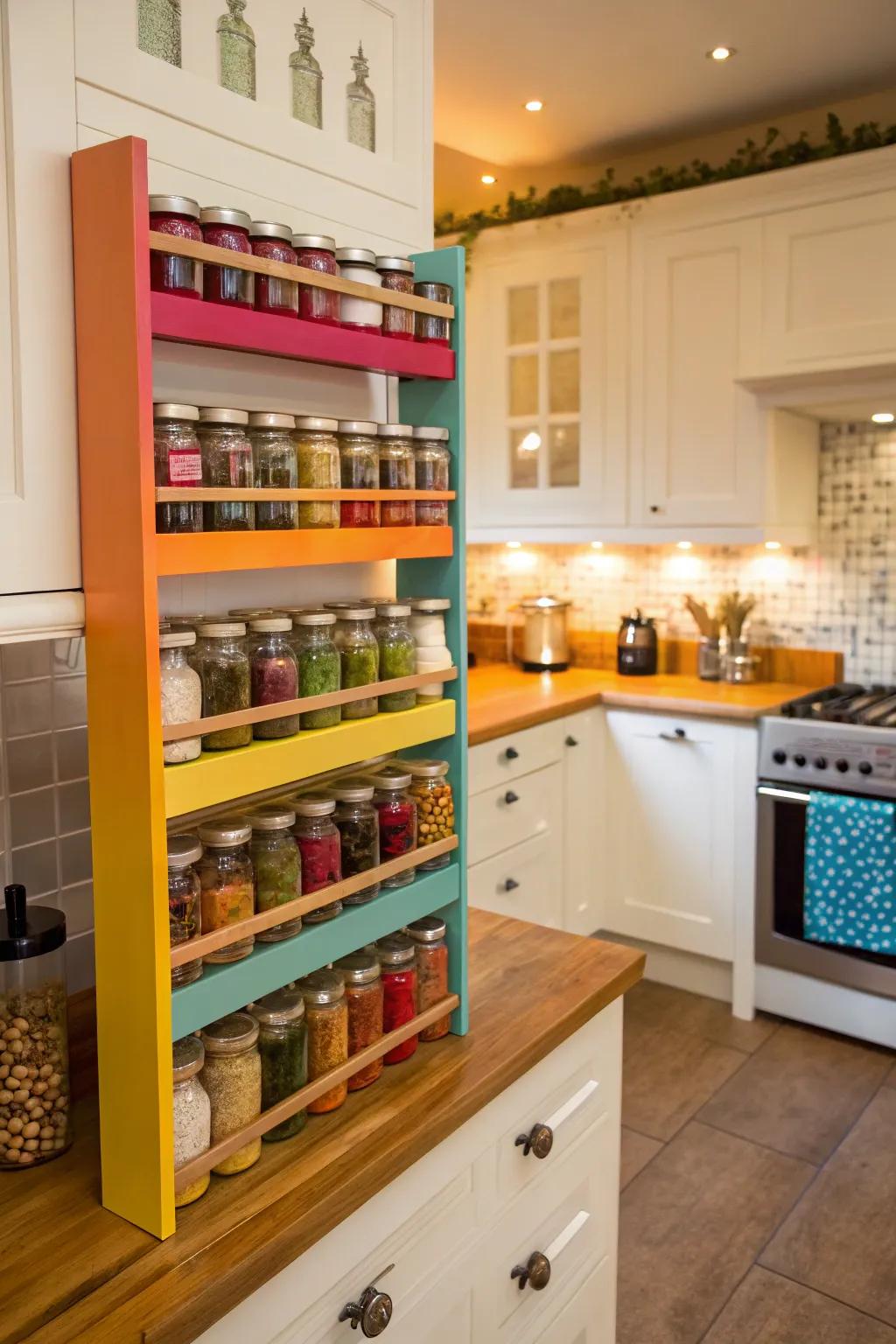 Breathe life into your kitchen with vibrant spice racks.