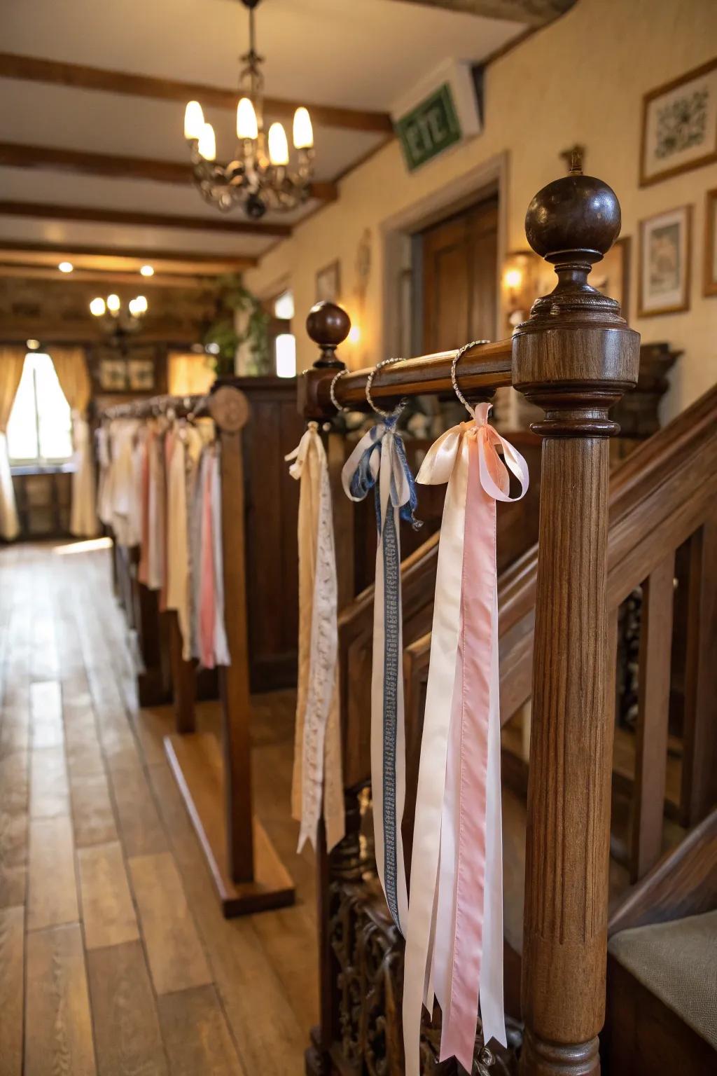 Repurposed balusters result in lovely ribbon displays.