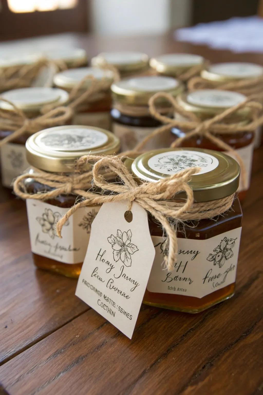 Edible honey jars as a sweet and thoughtful wedding favor