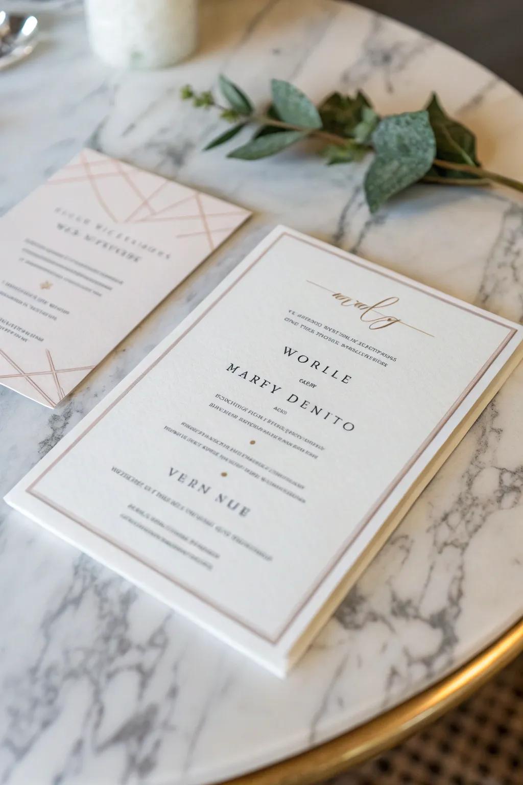 Simple wedding invitation with a sleek, contemporary look.