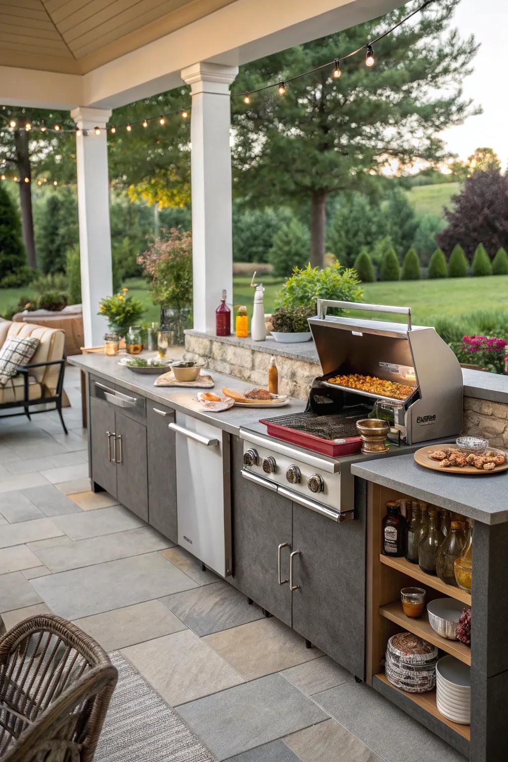 An outdoor kitchen is great for cooking up a storm and hosting gatherings.