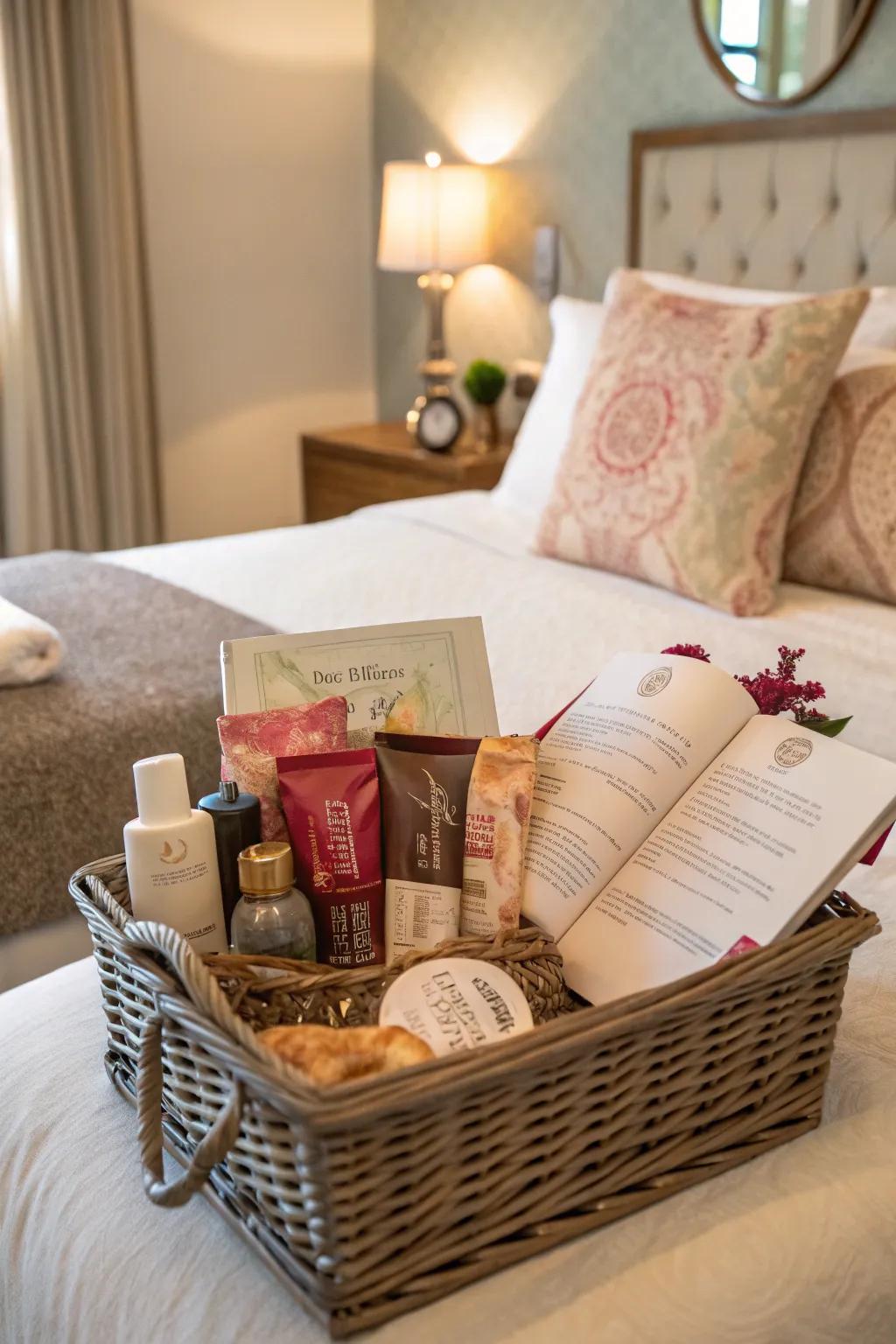 A personal present basket introduces a dash of luxury to your bedroom ambiance.