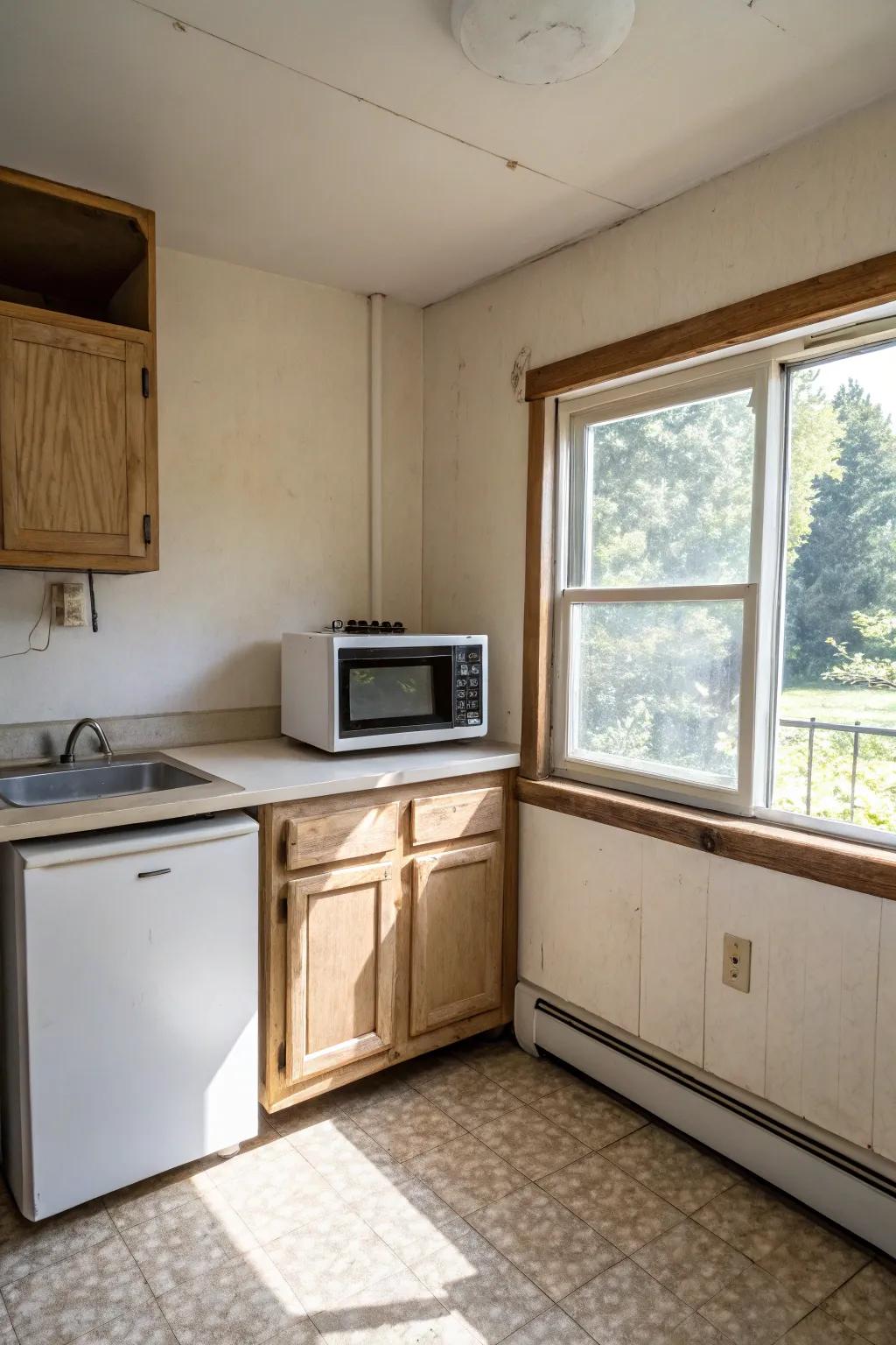 An electronic cooker cleverly placed in a kitchen corner.