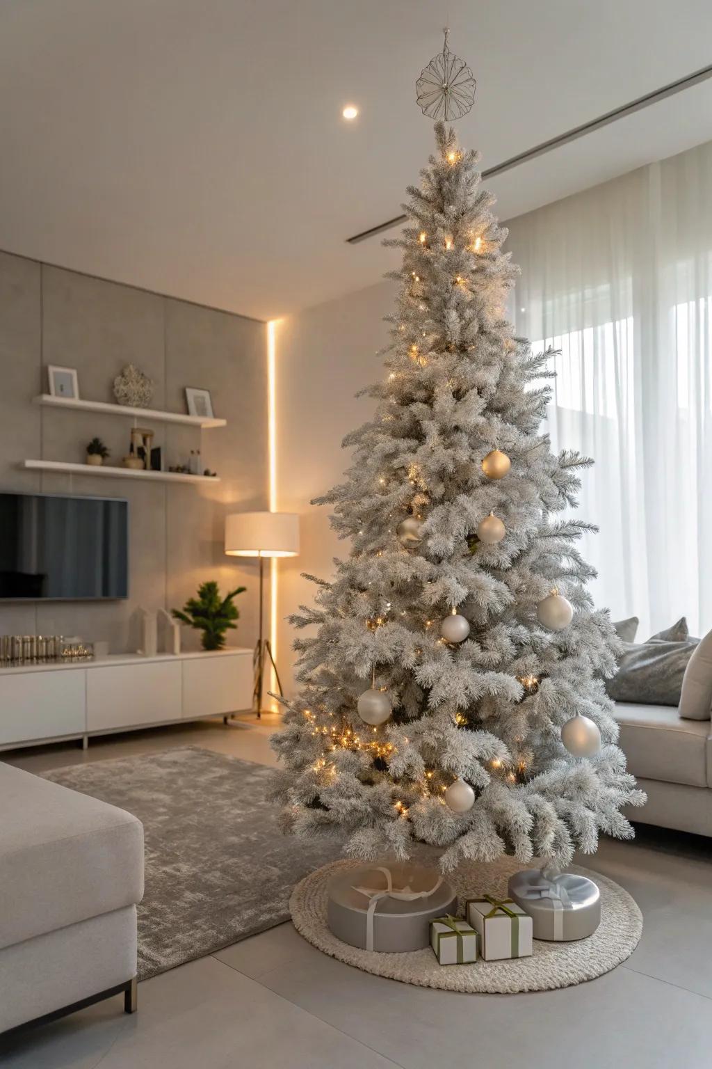 A minimalist tree with a monochrome palette radiates sophistication.