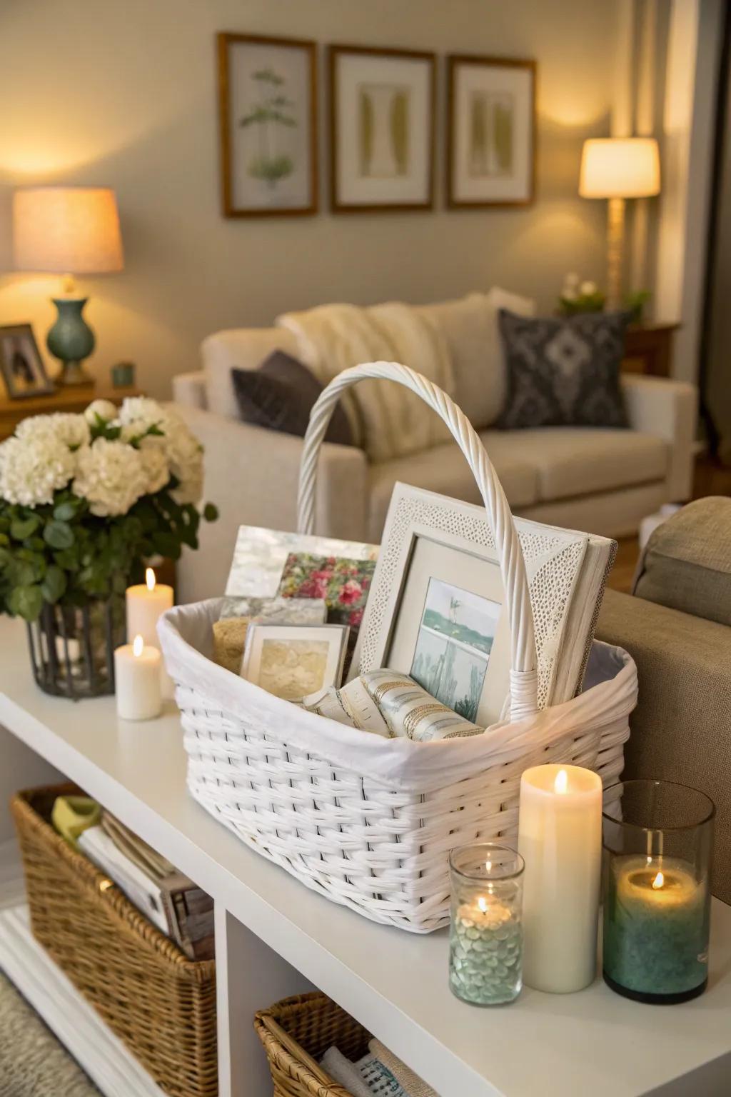 An elegant home accents white surprise box for a fashionable touch.