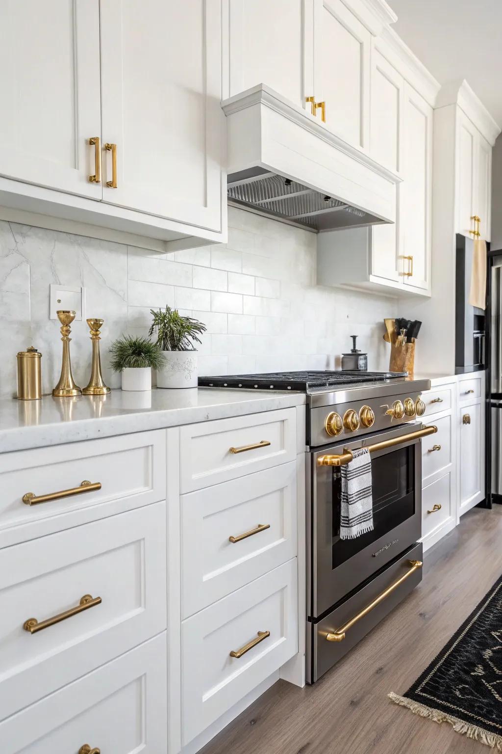 A creative mix of metal finishes for a lively kitchen aesthetic.
