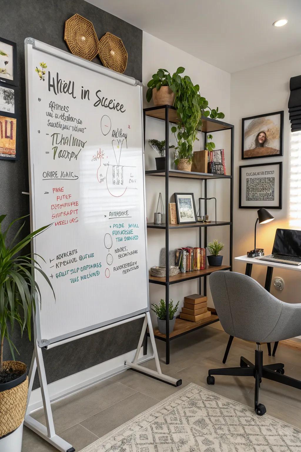 Inspirational maxims showcased on a whiteboard to stimulate motivation and creativity.