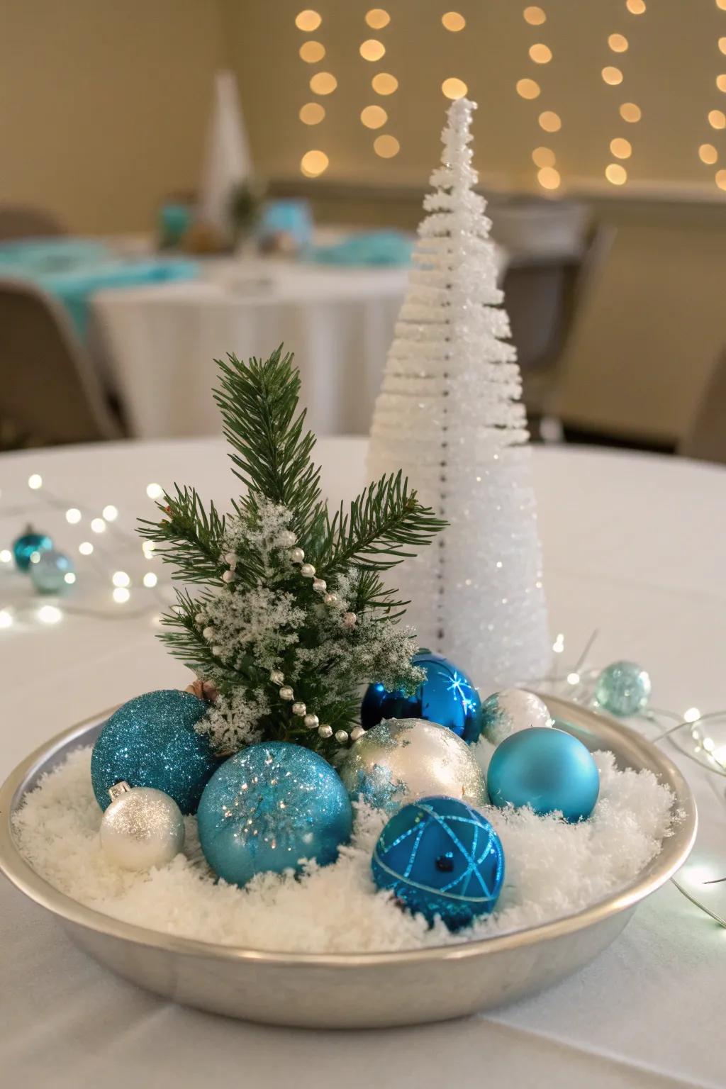 Winter-inspired table pieces bring the charm of the season to your office.