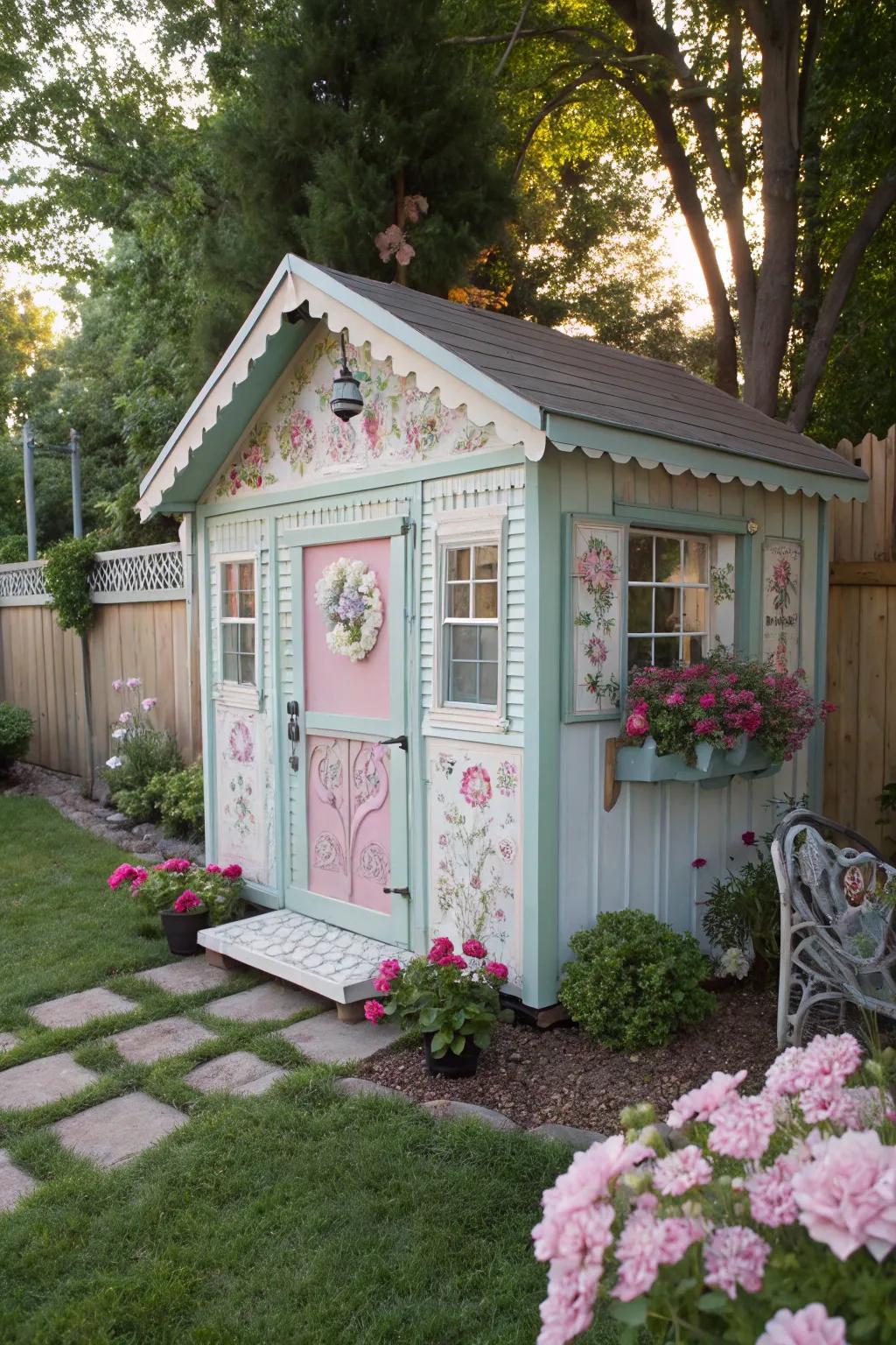 A delightful secluded outdoor shed for creative escapes.