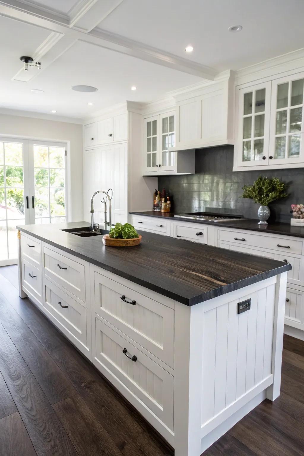 A chic charcoal finish that brings modern elegance to any cooking area.