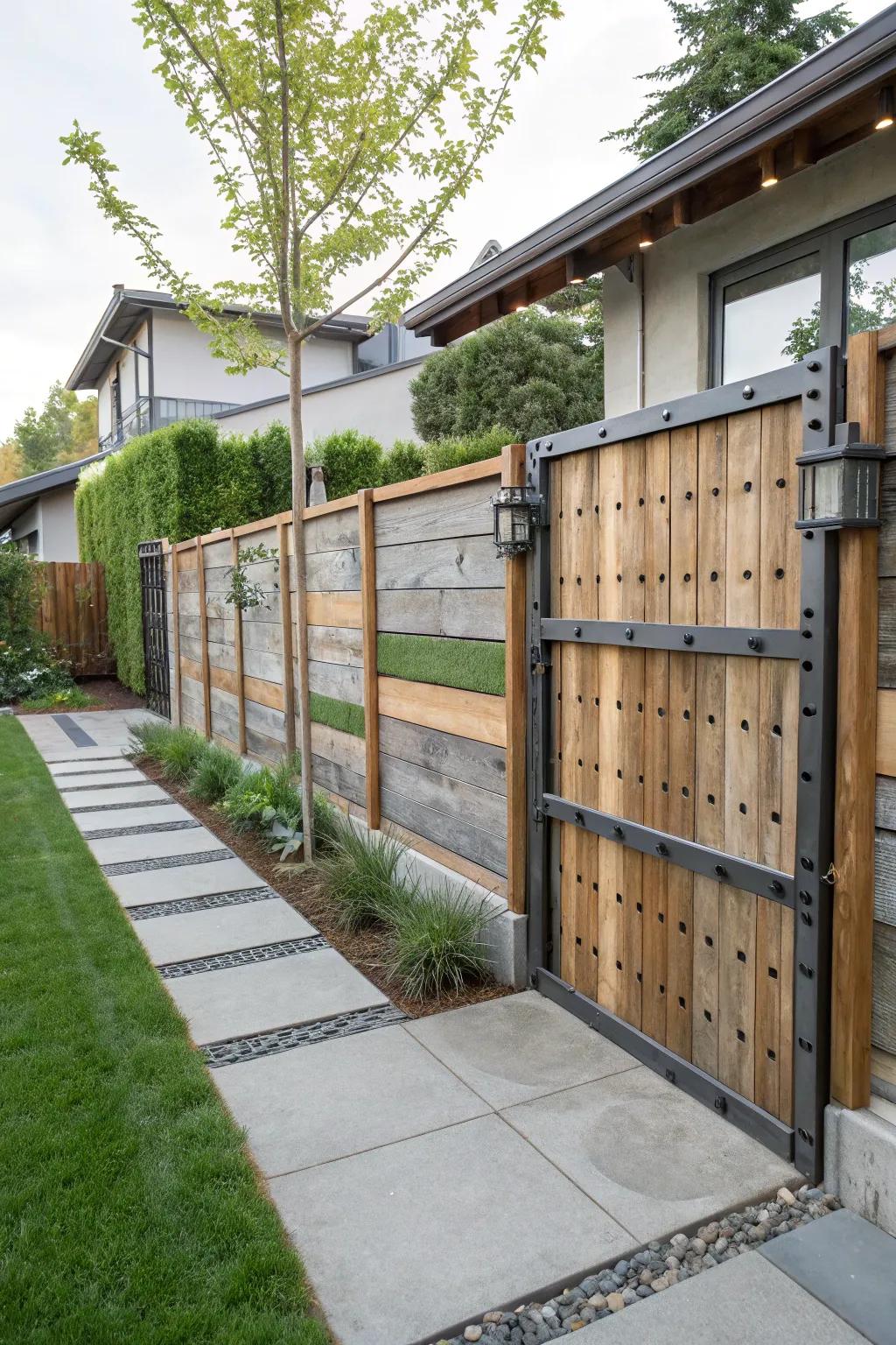 Mixed-material fences combine tradition with modernity for a unique visual appeal.