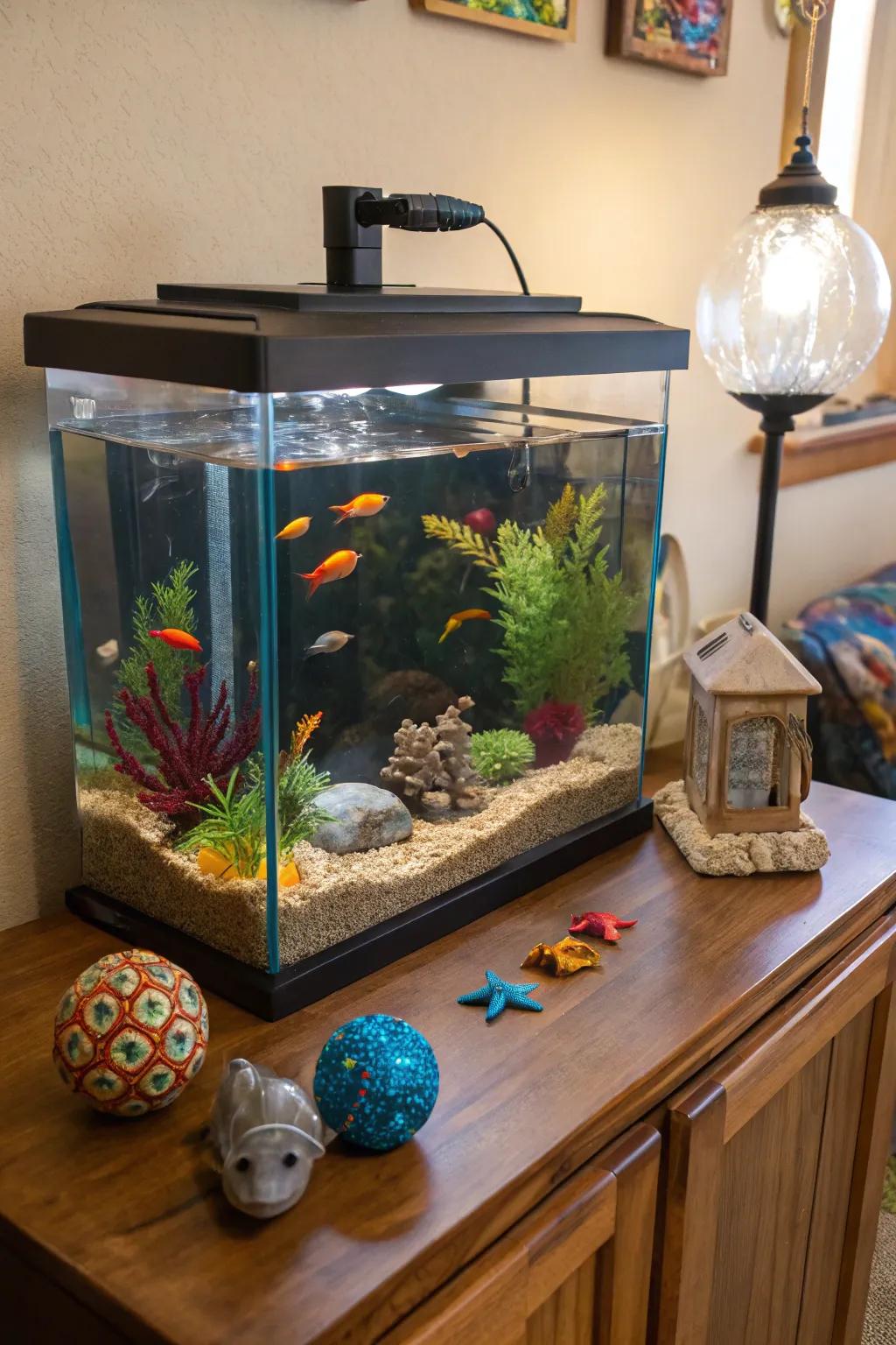 Do-it-yourself arrangement incorporates an individual touch to your aquarium.