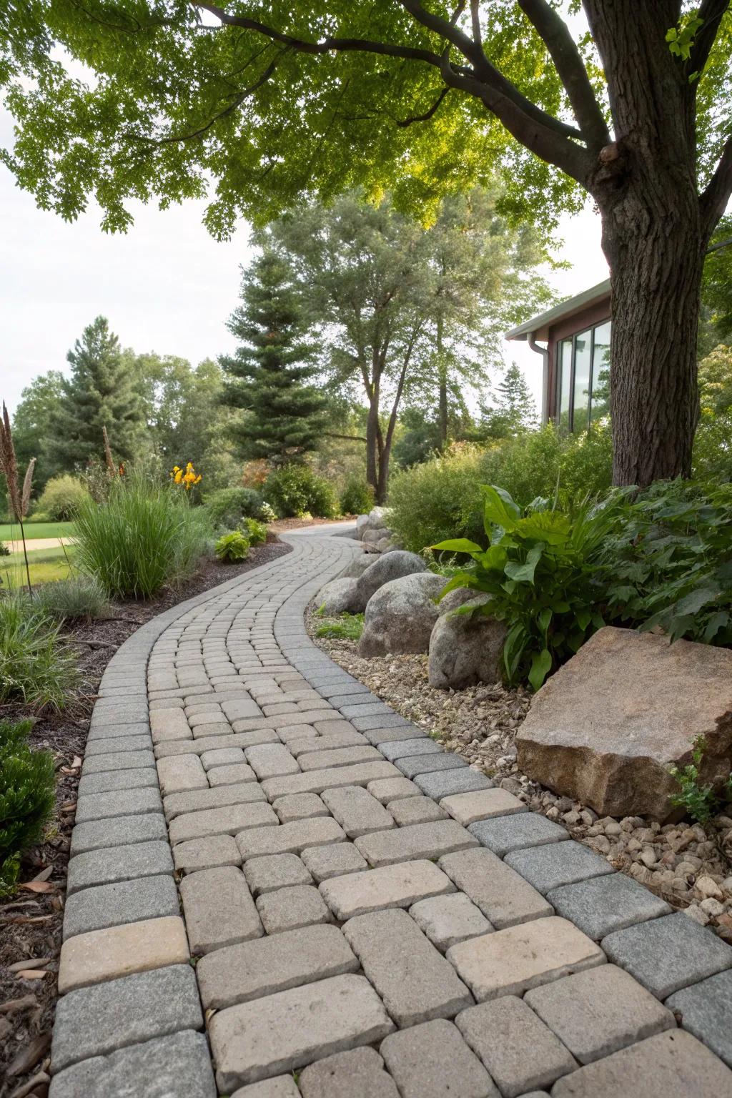 Attain an elegant and natural ambiance by merging stone and paving tiles.