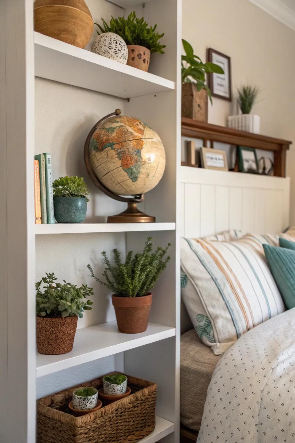 Ornamental pieces add a personal touch to the room