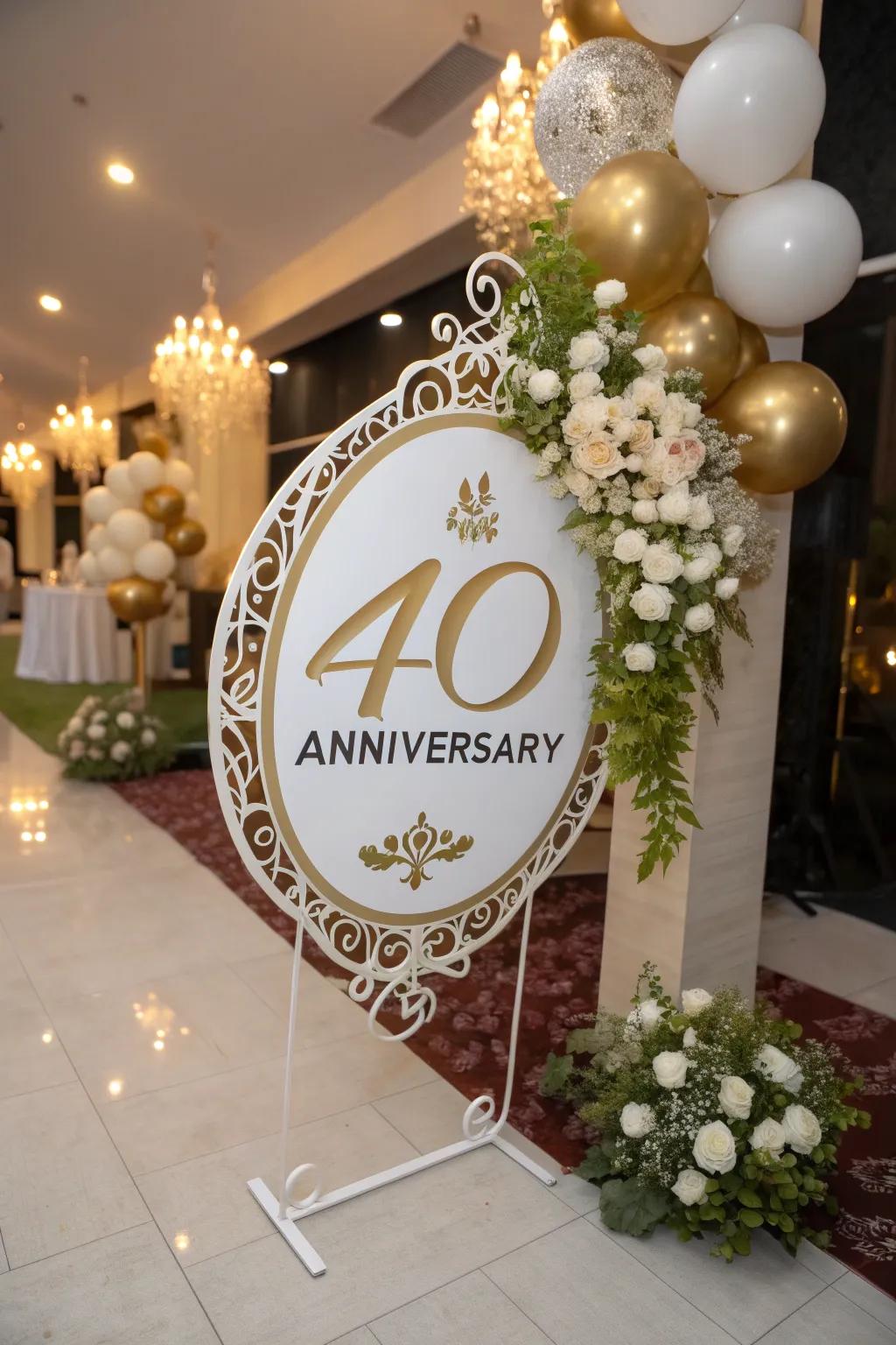 A custom '40' sign honors a significant milestone.