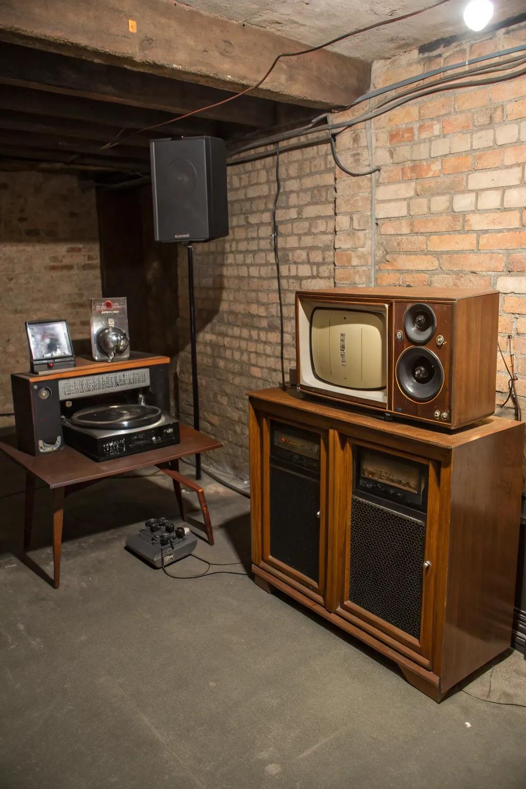 Vintage entertainment pieces animate nostalgia.