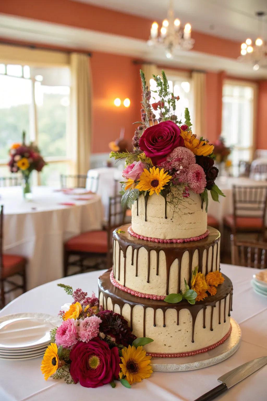Flowing layouts bring a contemporary twist to traditional cakes.
