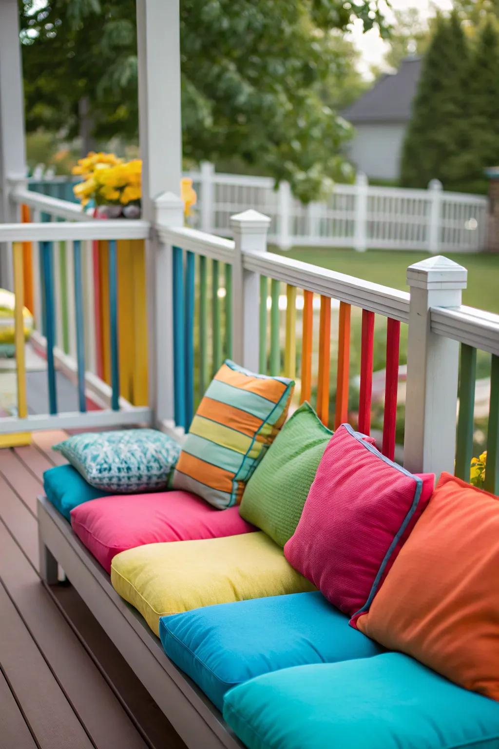 A deck featuring a burst of hue and personality.
