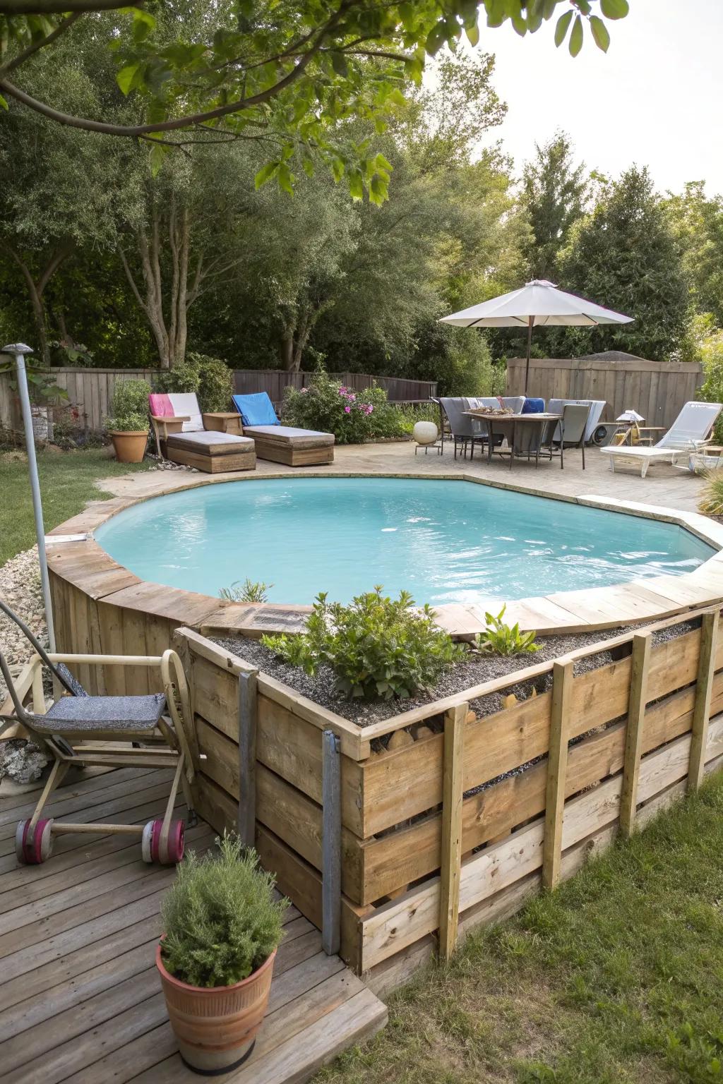 Opt for a budget-friendly, rustic aesthetic with DIY pallet skirting.