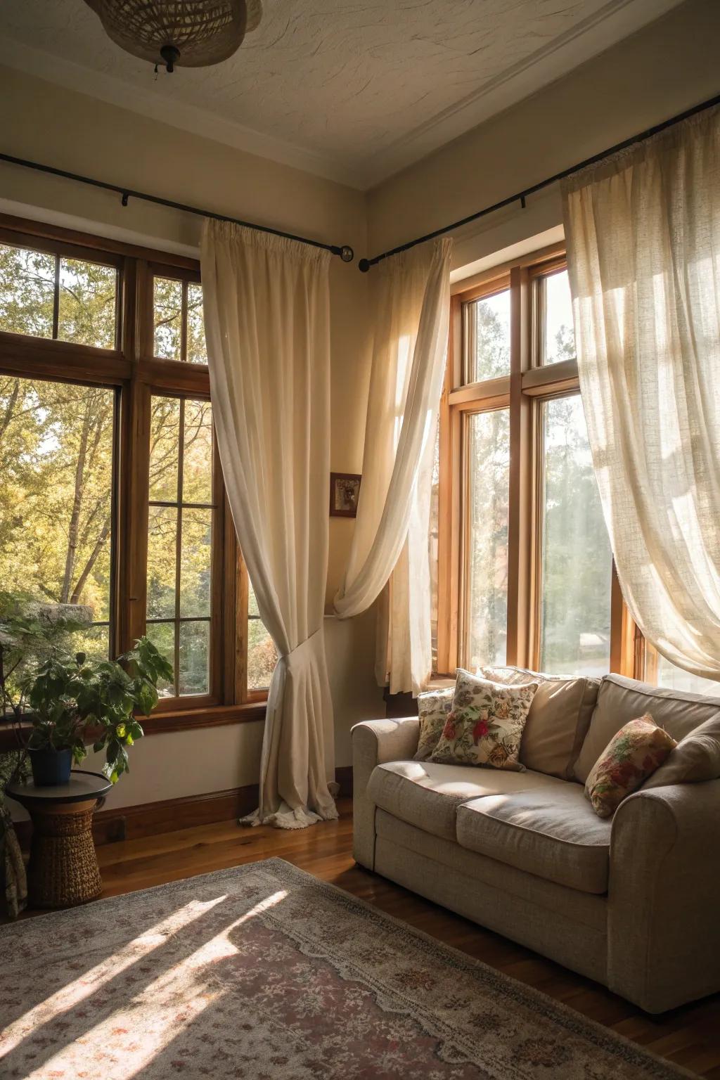 Sunlight fills this small living room, making it feel bigger.
