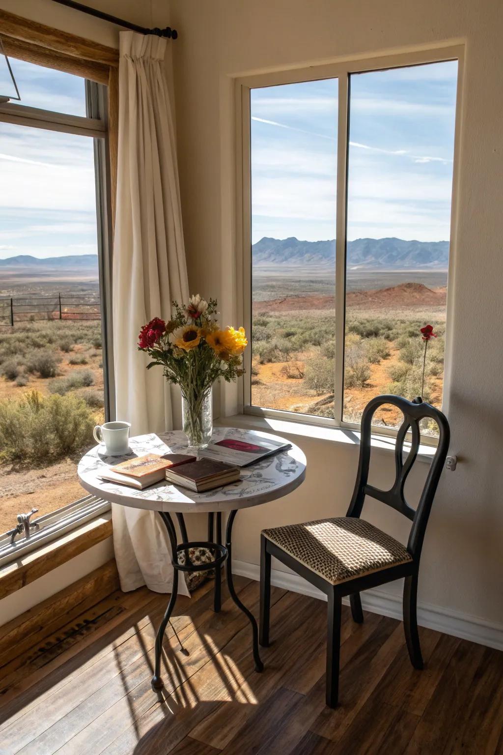 A dining alcove that has a view, idyllic for savoring meals in an Arizona room.