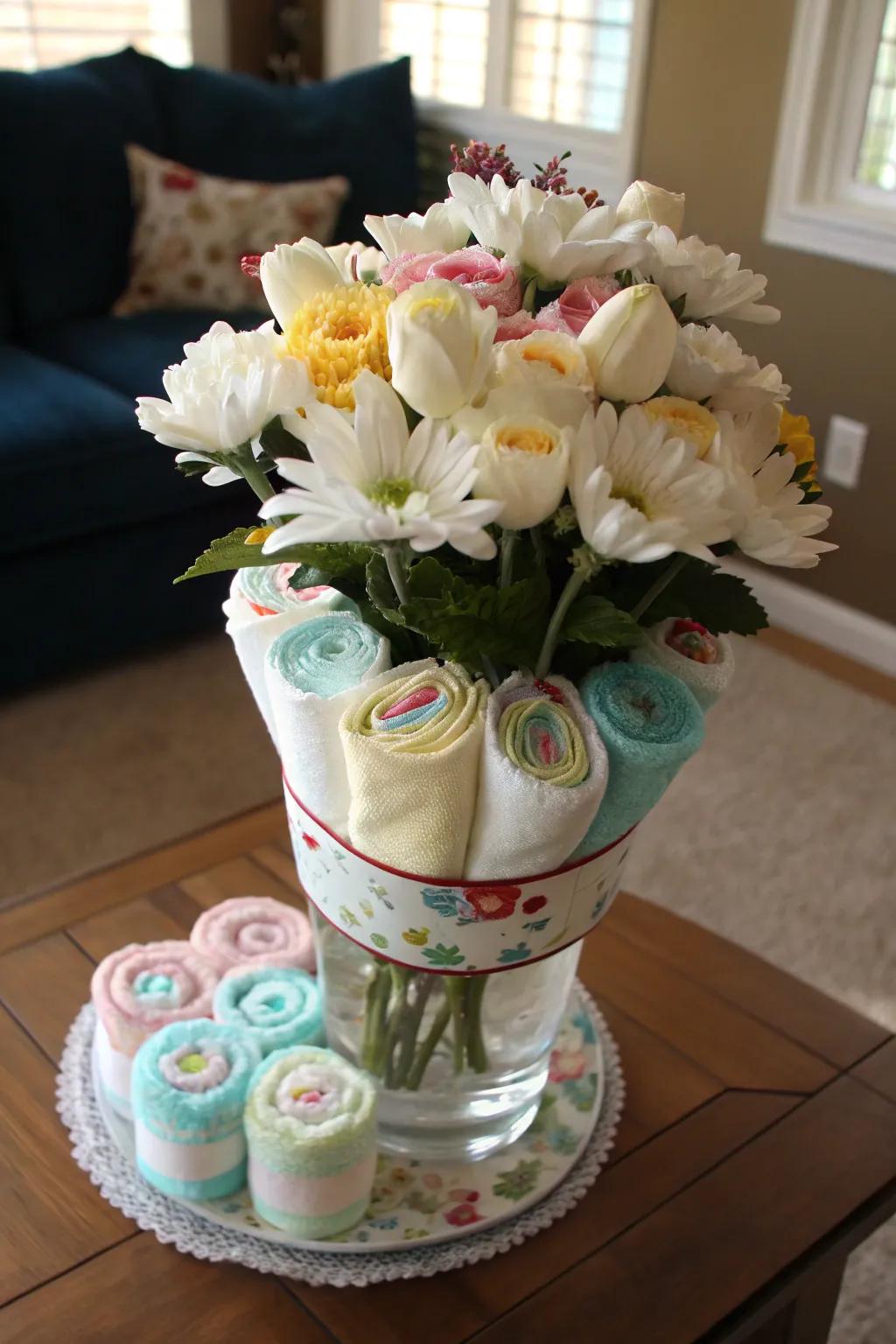 A distinctive diaper bloom that marries aesthetics and practicality.