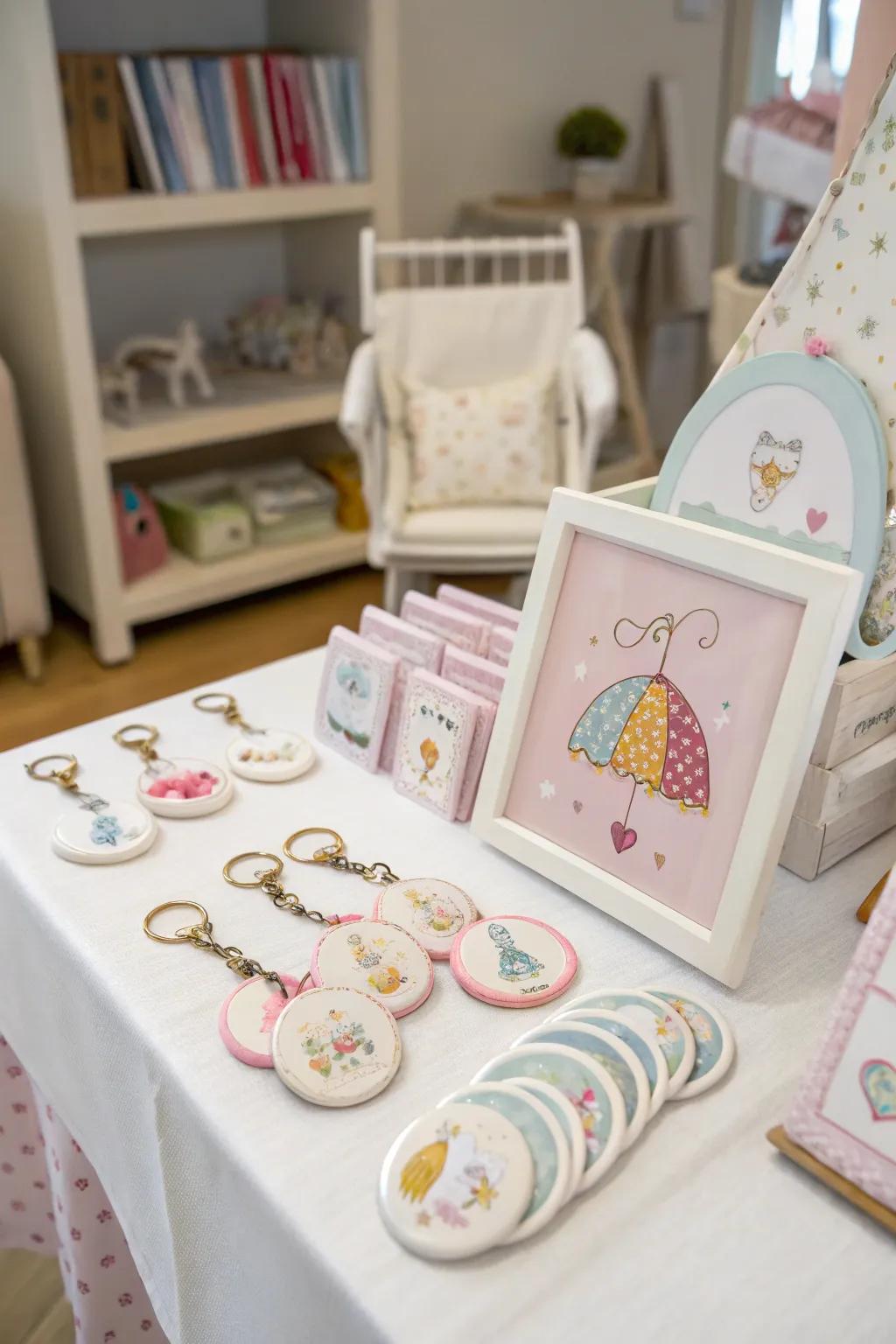 Custom items with the baby's theme give a personal touch.