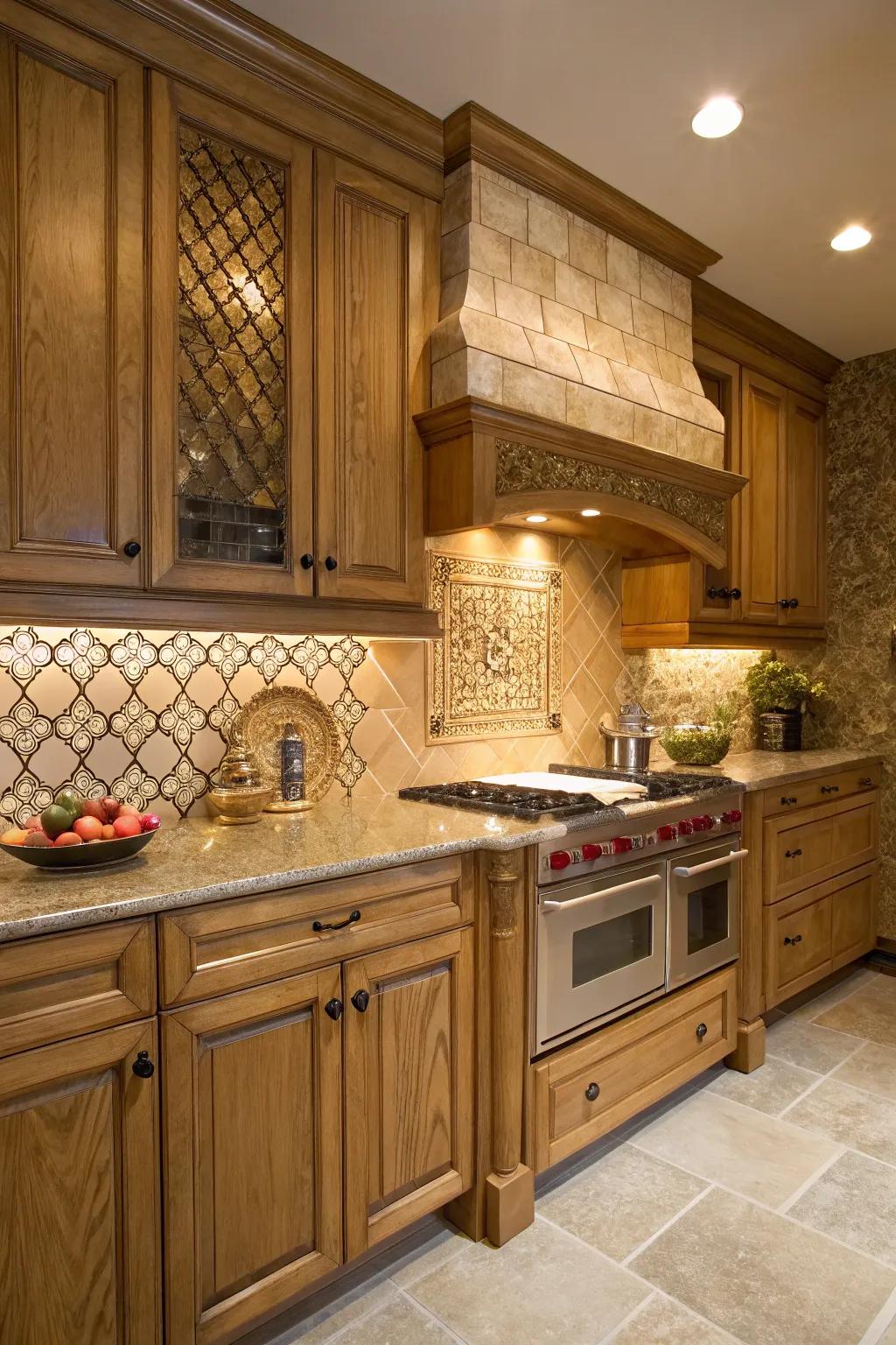 Feel panels add a level of intrigue to the kitchen's plan.