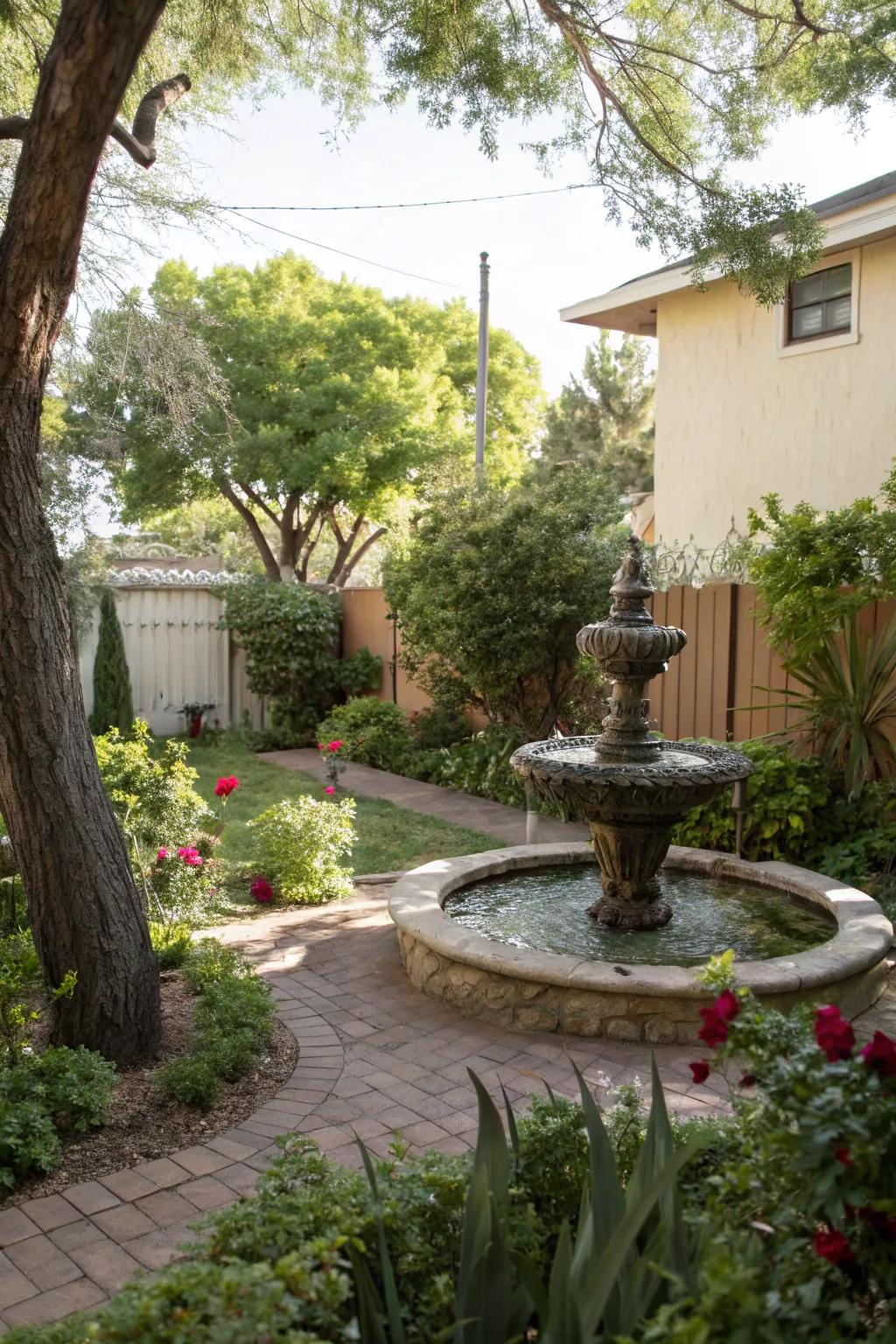 Add calmness with a serene water element.