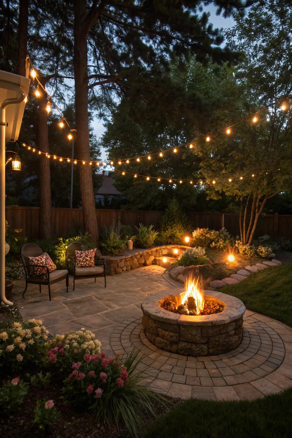 Illuminating around a fire pit turns it into the pleasant centerpiece for any celebration.