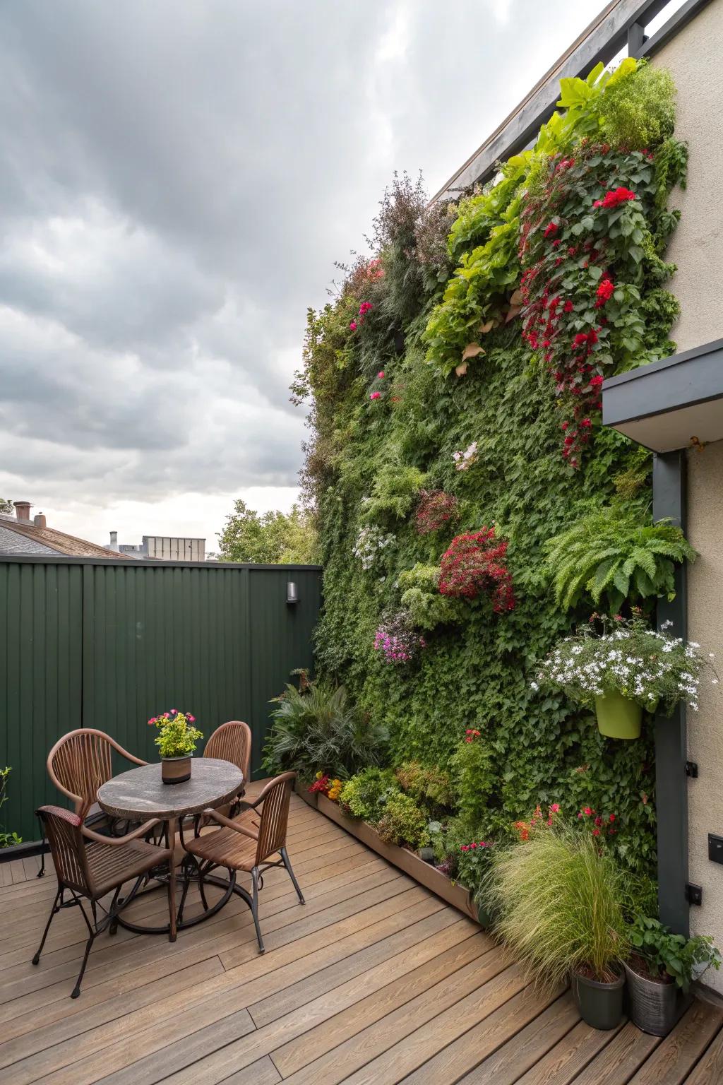 Green walls give a natural feel to your patio.