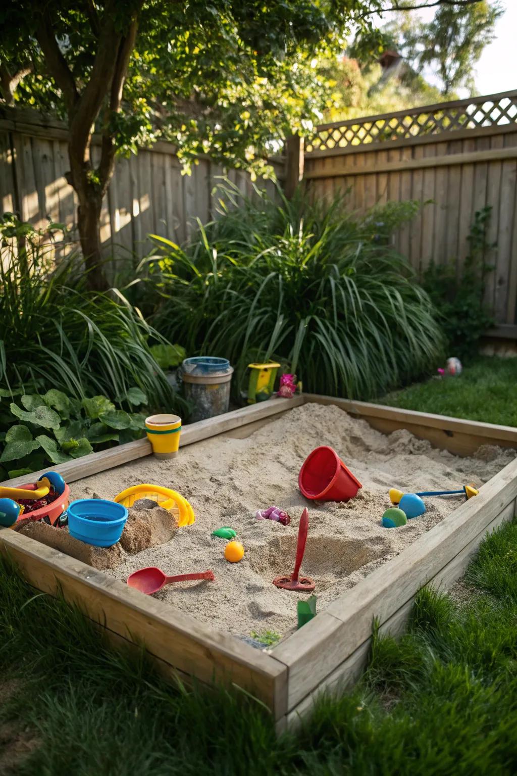 Sand area fun awaits for future builders