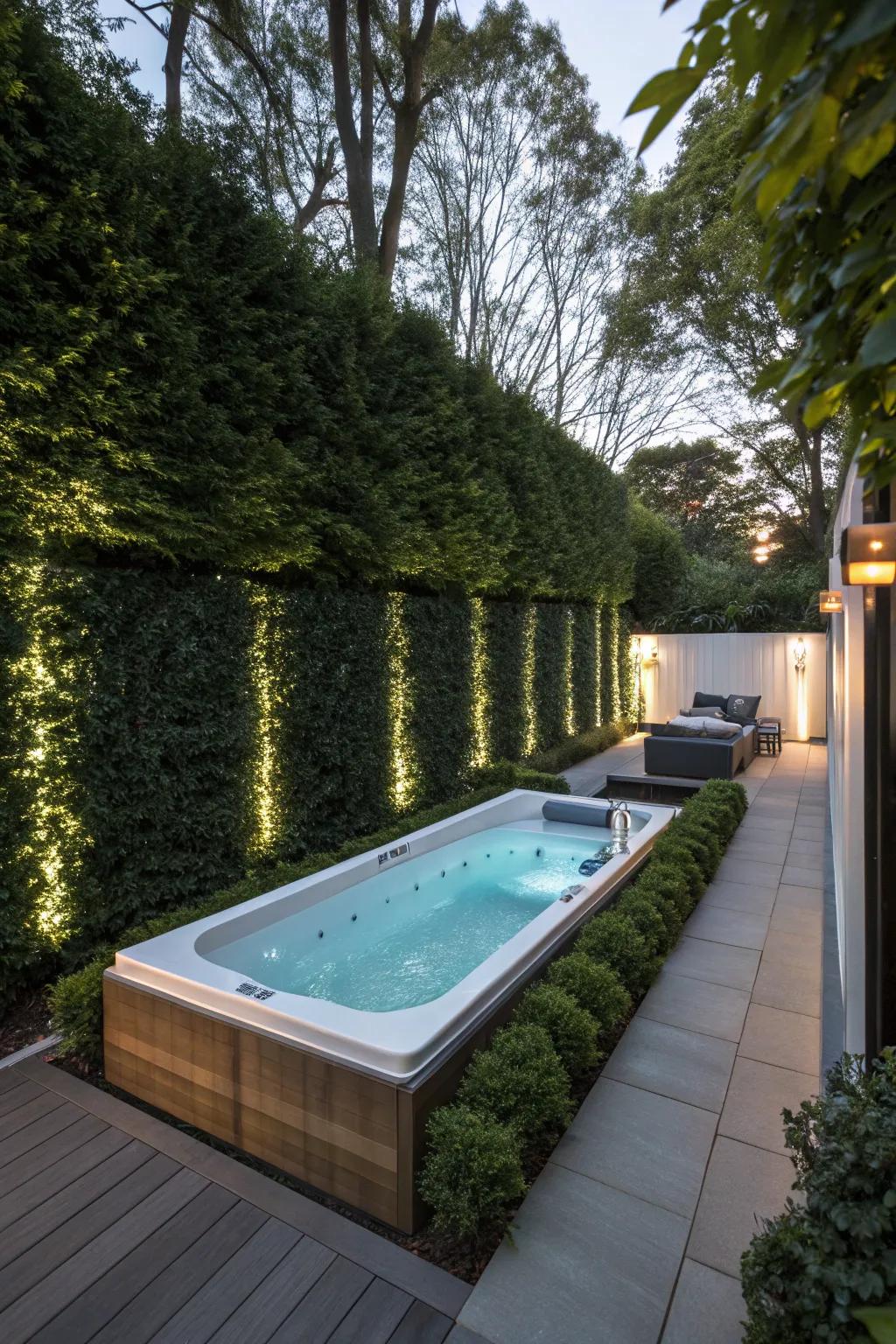 Privacy structures can change your swim spa area into a personal getaway.