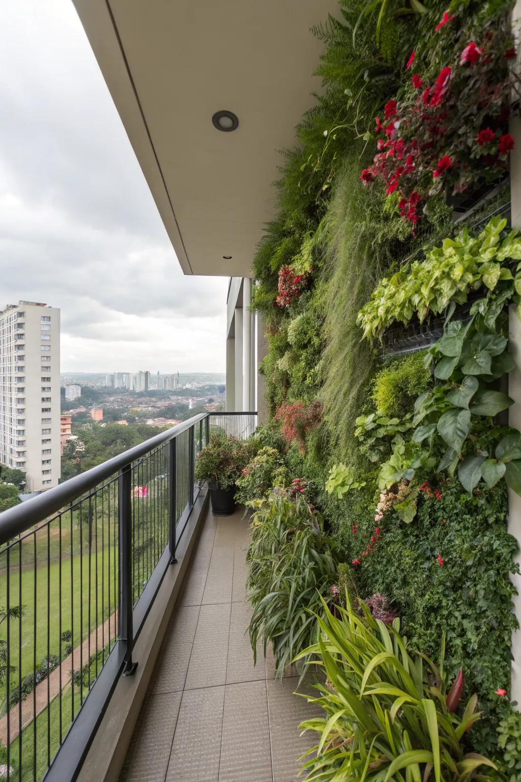 A living wall is fantastic for maximizing greenery in a tight space.