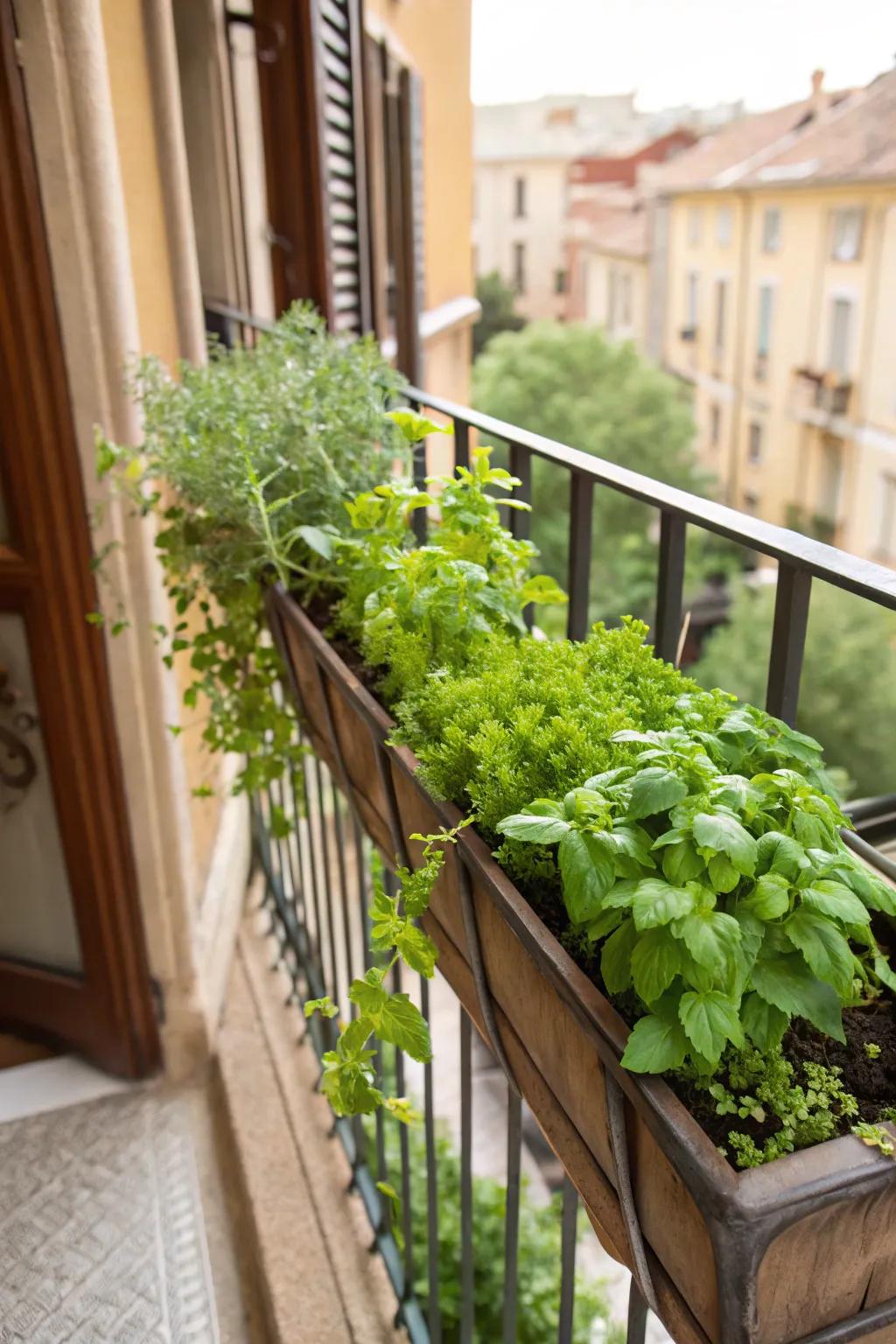 Window boxes make it easy to have fresh herbs right outside your door.