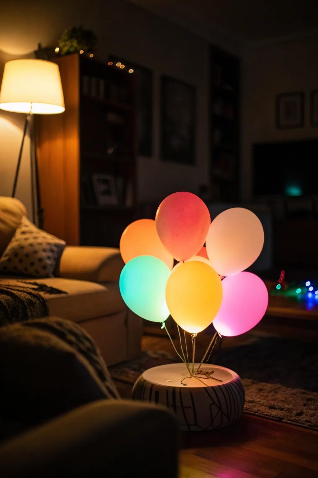 LED balloons create a magical glow for evening events.