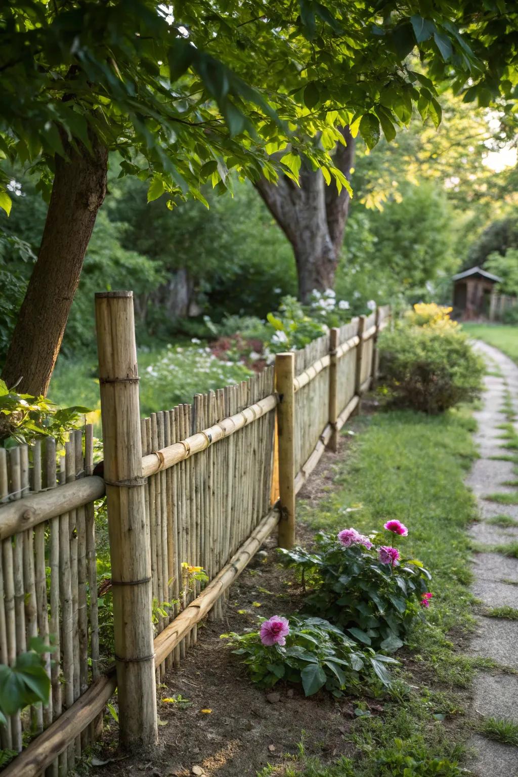 Reeds used as a natural barrier add rustic charm.