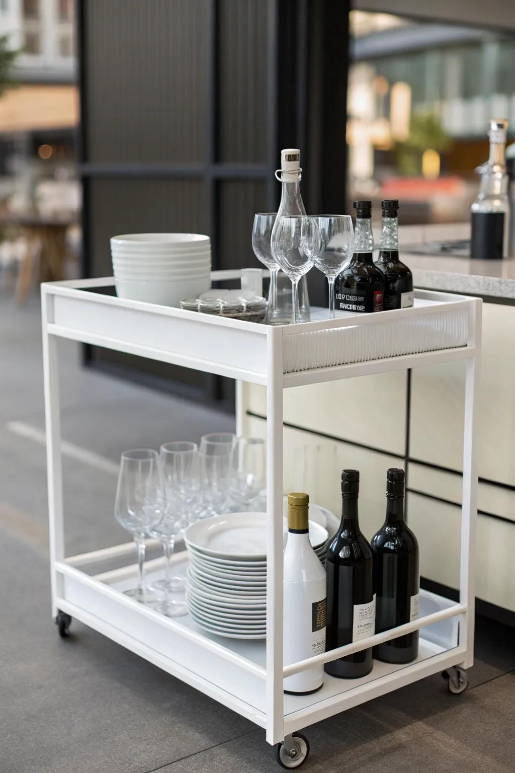 A minimalist mobile bar with elegant and modern appeal.