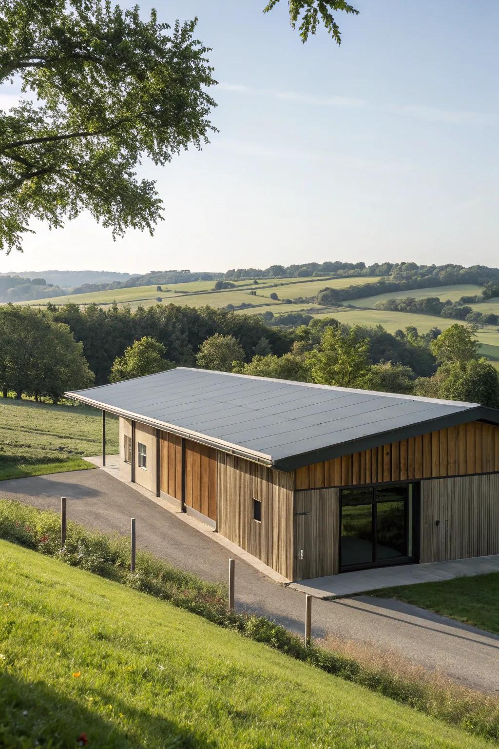A chic flat roof overhang for an up-to-date aesthetic.